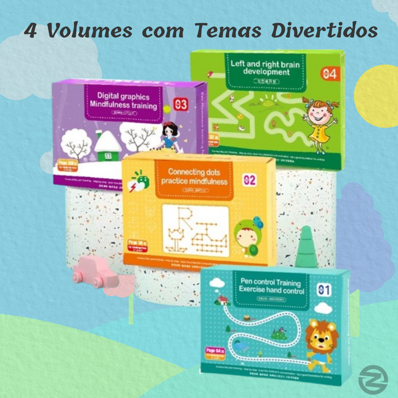 Livro de Desenvolvimento Infantil Reutilizavel + Canetinhas e Apagador