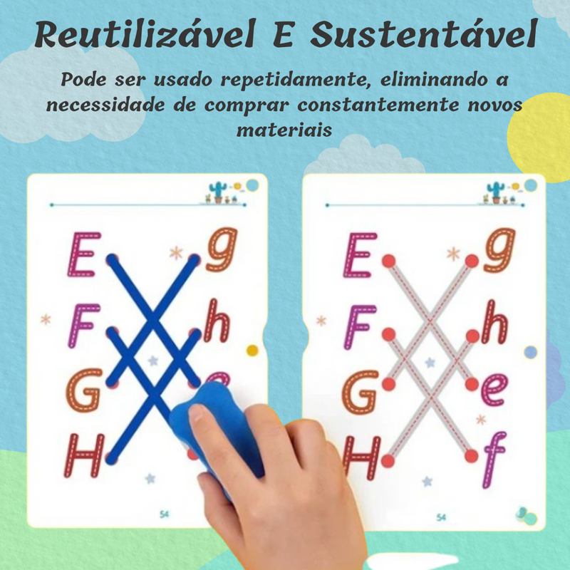 Livro de Desenvolvimento Infantil Reutilizavel + Canetinhas e Apagador