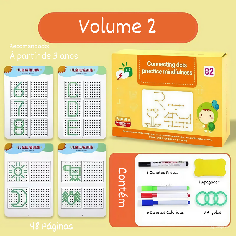 Livro de Desenvolvimento Infantil Reutilizavel + Canetinhas e Apagador