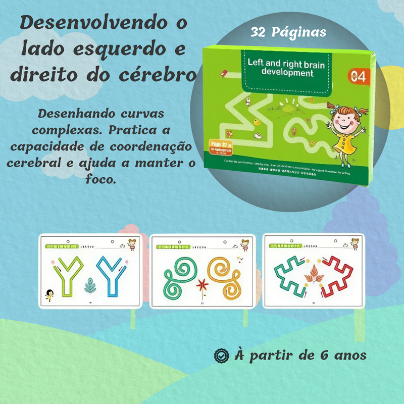 Livro de Desenvolvimento Infantil Reutilizavel + Canetinhas e Apagador