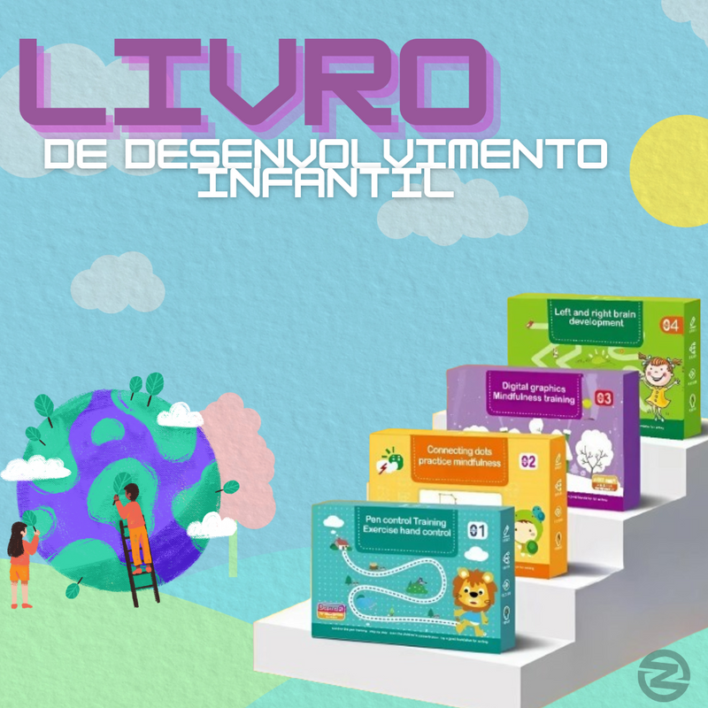 Livro de Desenvolvimento Infantil Reutilizavel + Canetinhas e Apagador